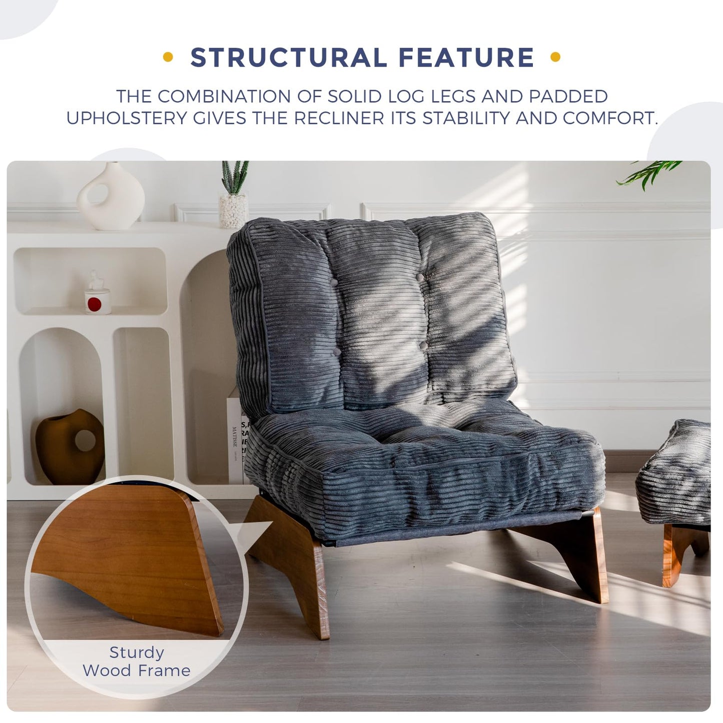 Accent Chair with Ottoman and Adjustable Backrest