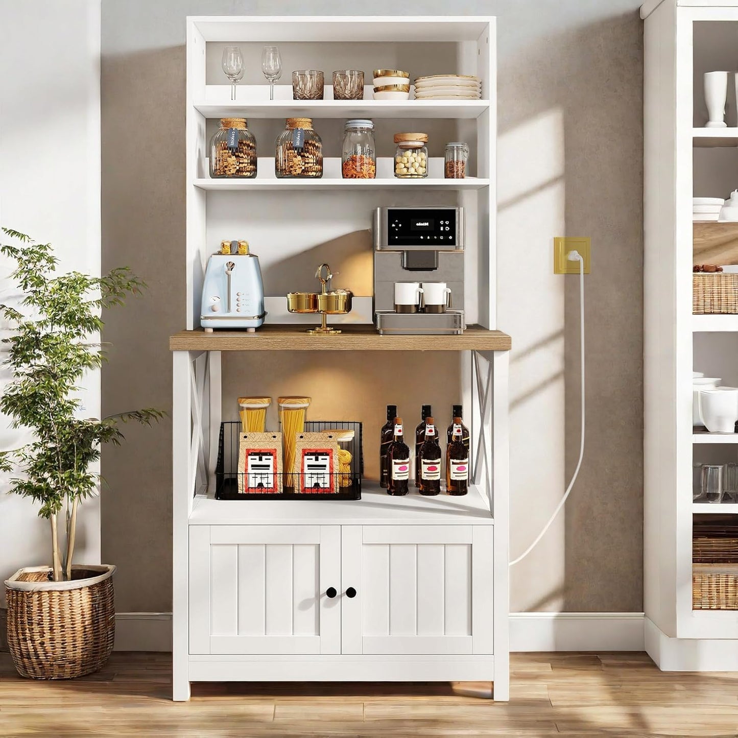 Farmhouse Microwave Kitchen Rack