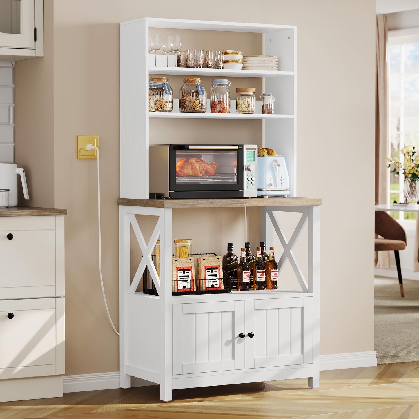 Farmhouse Microwave Kitchen Rack
