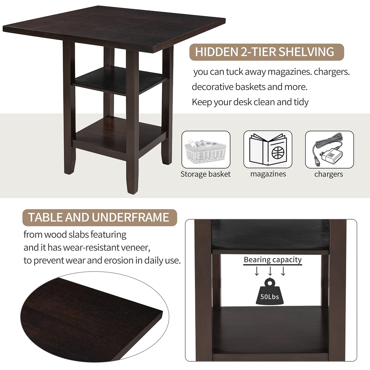 Modern Counter Height Dining Table Set