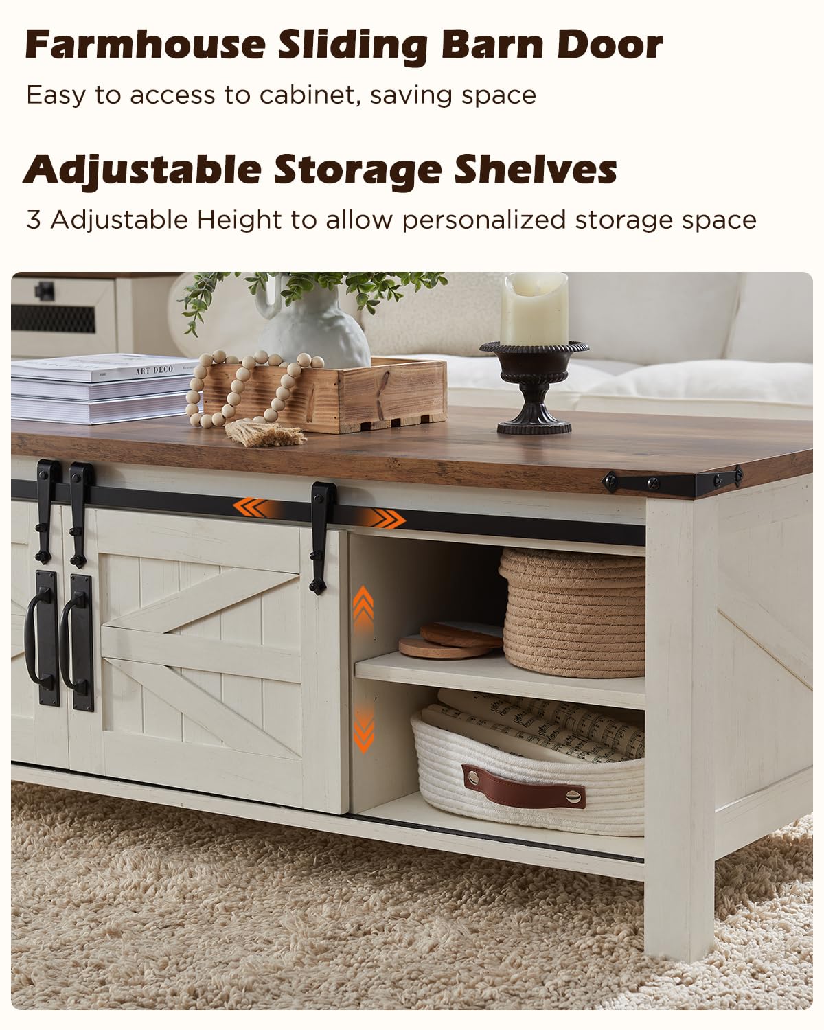 Farmhouse Lift Top Coffee Table White And Brown