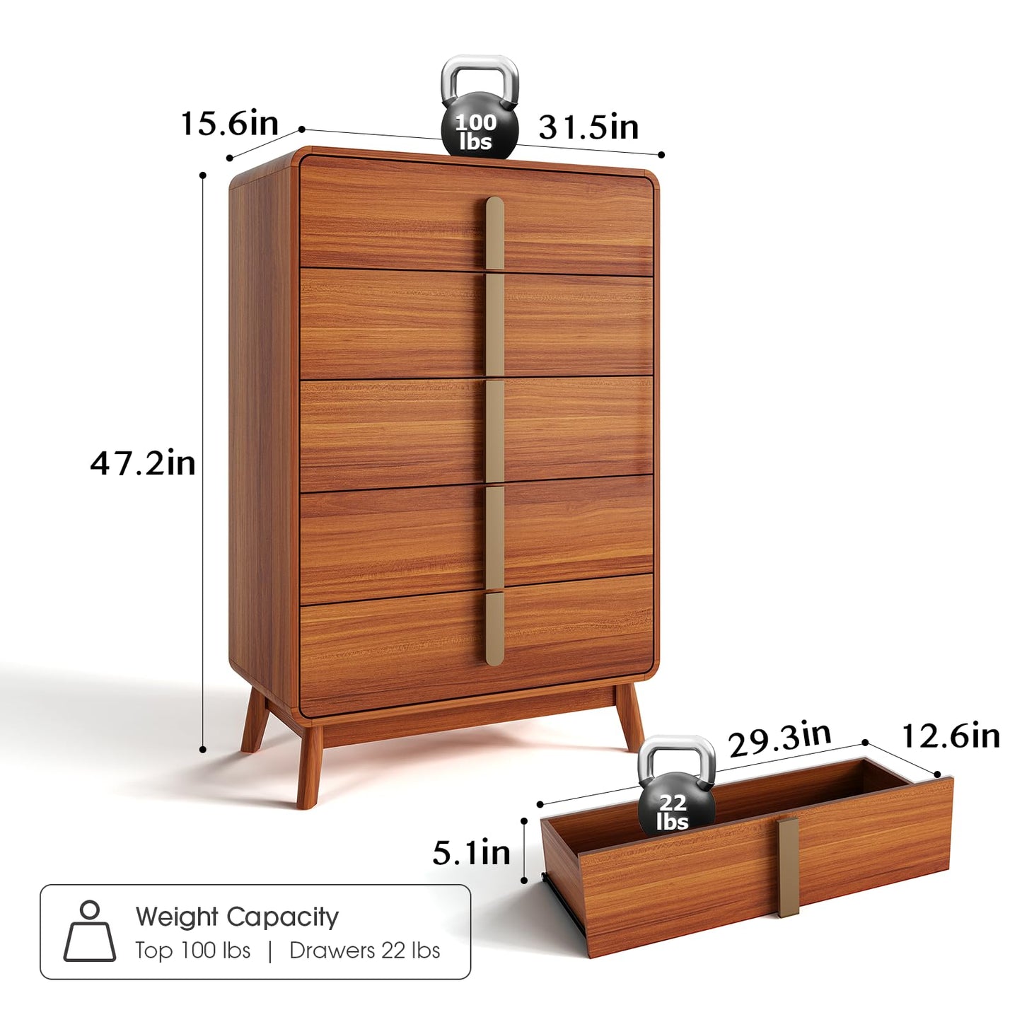 Mid Century Modern Dresser with Storage