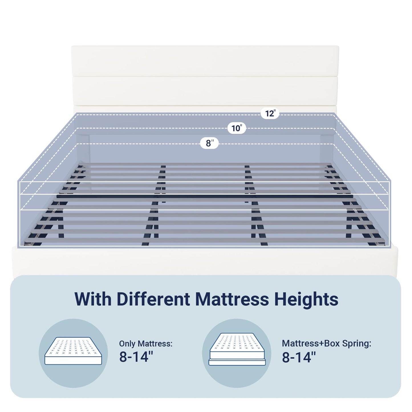 King Size Platform Bed Frame with Velvet Upholstered Headboard