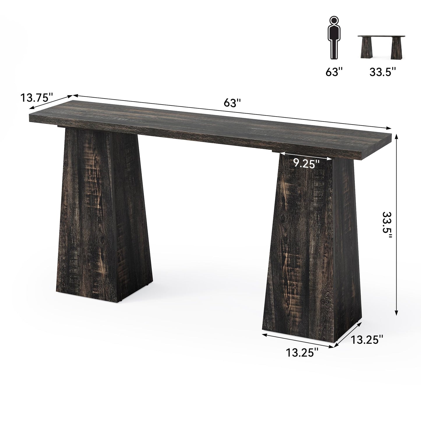63-Inch Wood Console Table