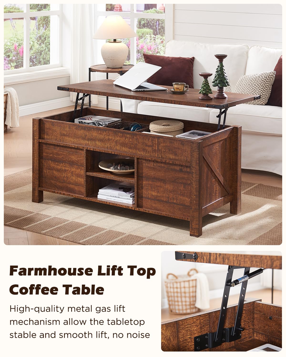 BarnWood Farmhouse Lift Top Coffee Table