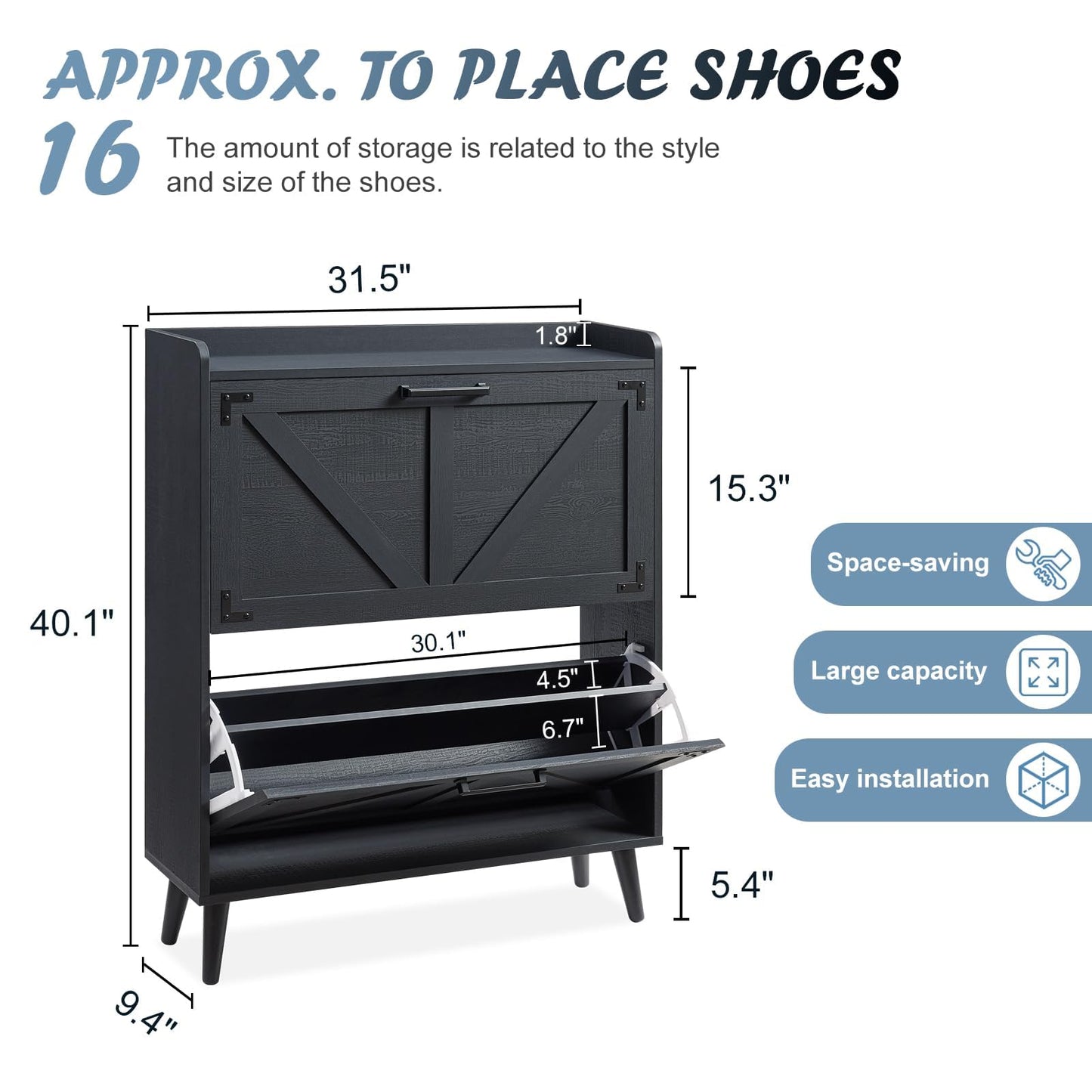 Farmhouse Style Shoe Storage Cabinet