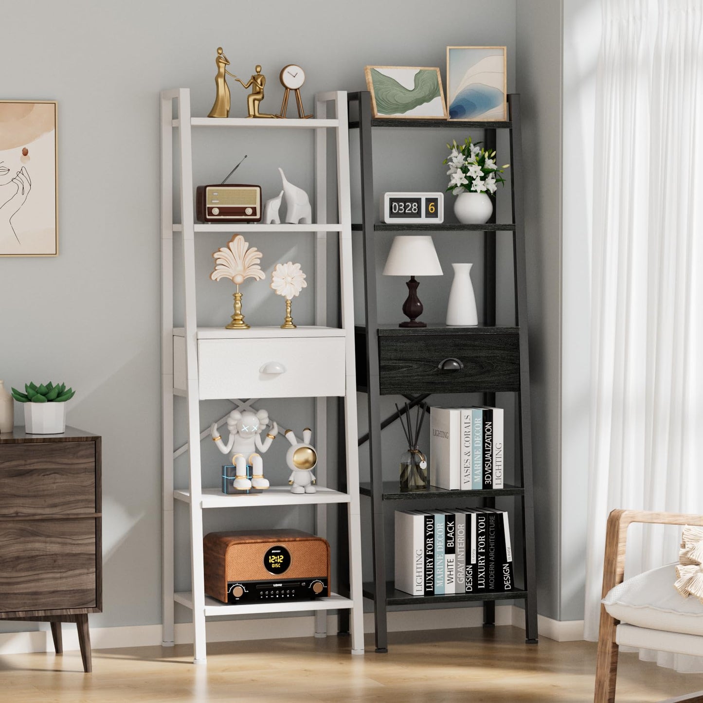 White 5 Tier Bookshelf
