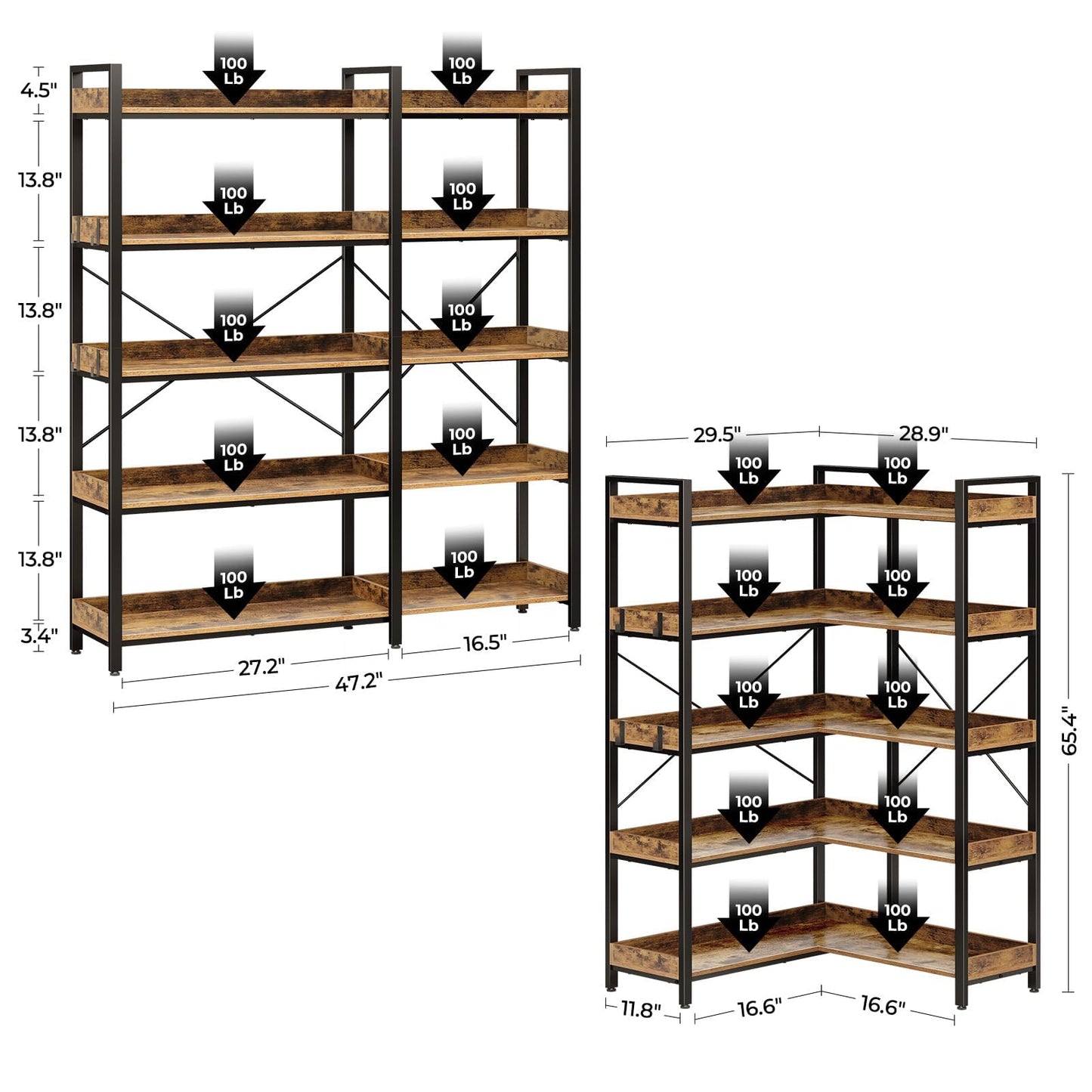 Rustic Brown Bookshelf