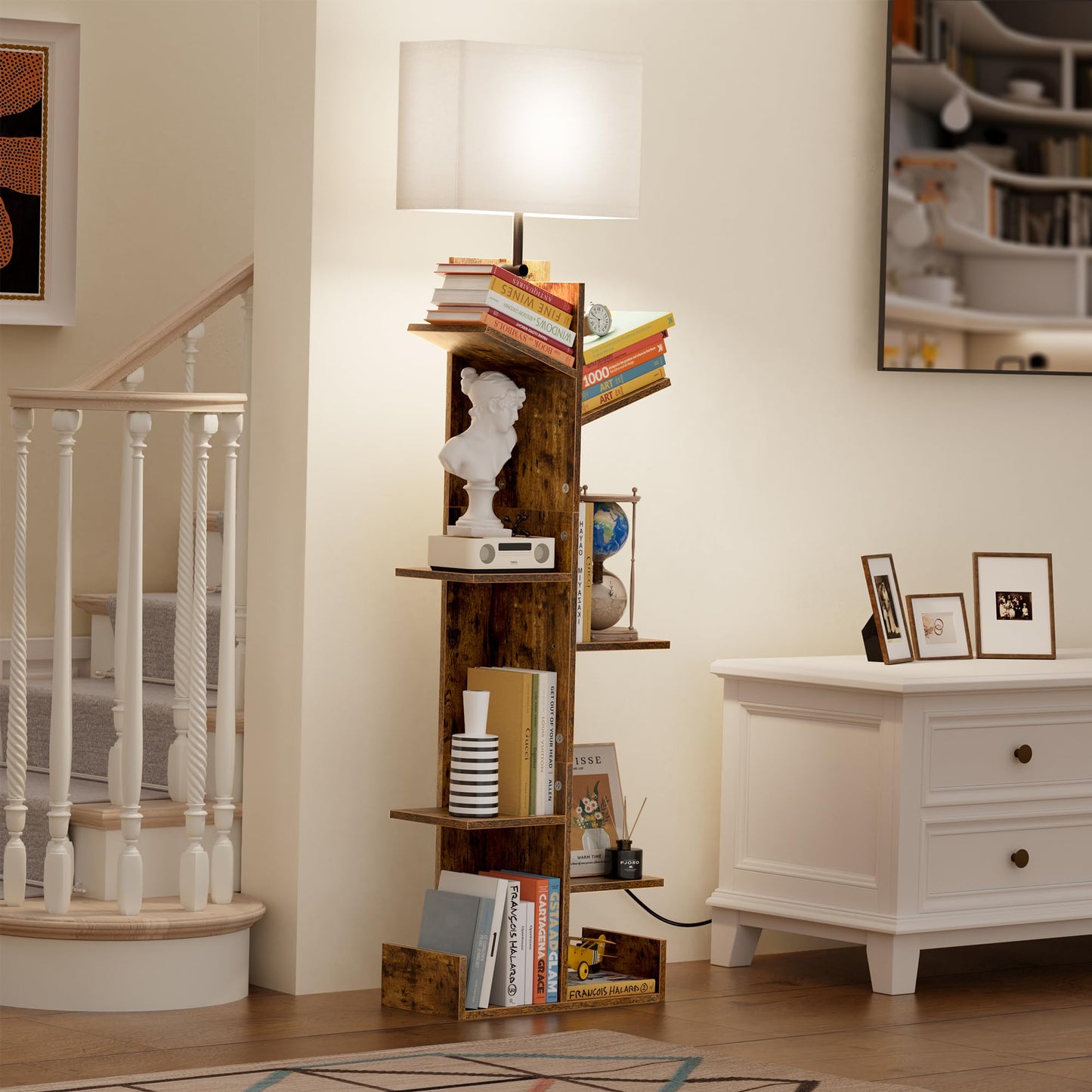 Rustic Brown 7 Tier Bookshelf