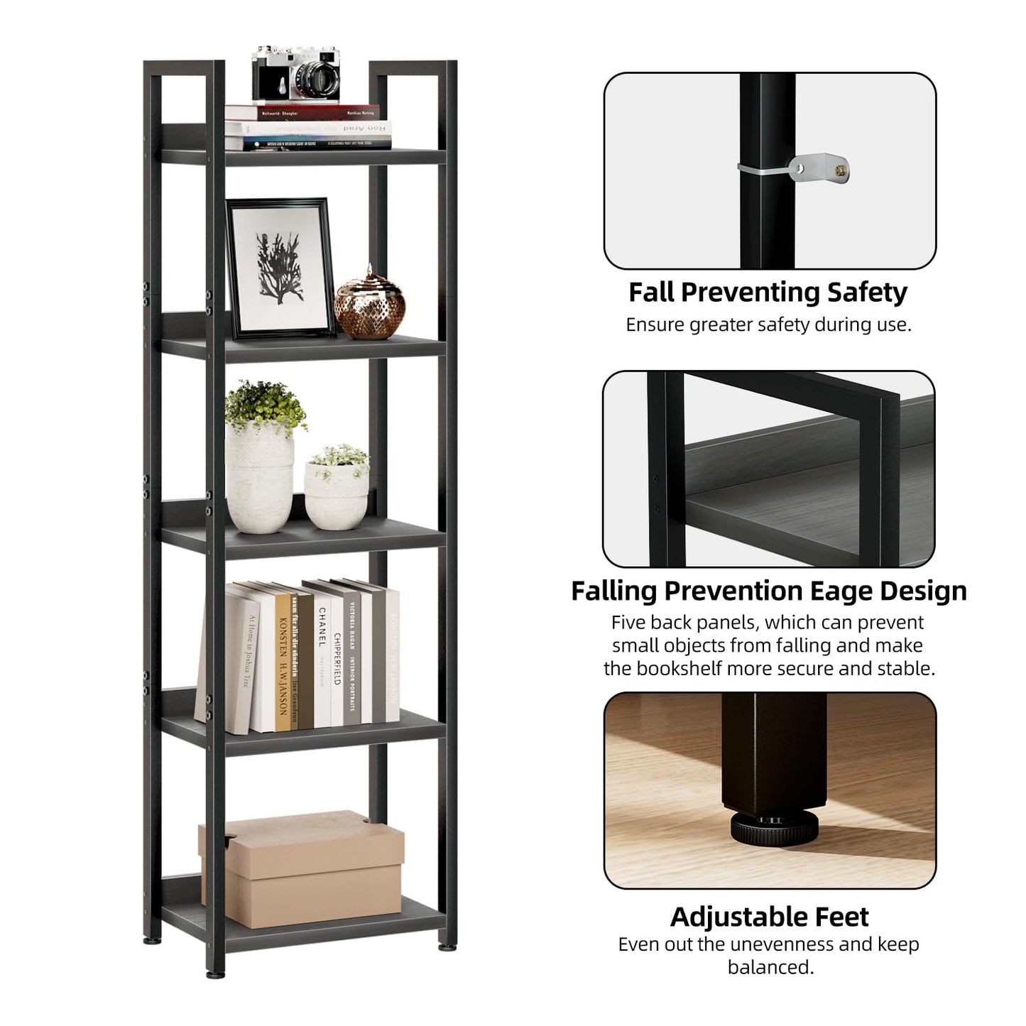 Charcoal Black Bookshelves