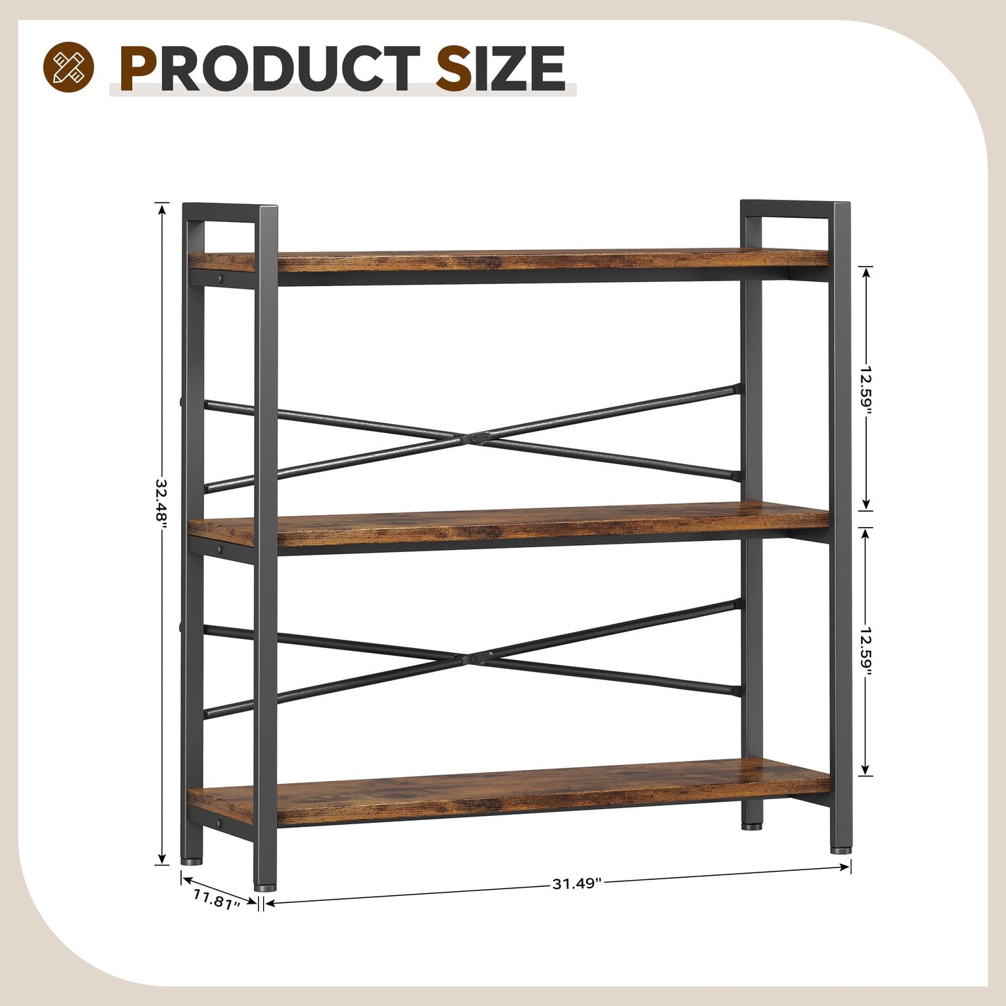 Vintage 3 Tier Bookshelf