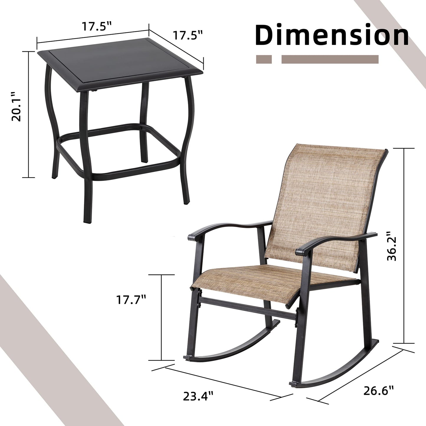 3 Piece Outdoor Rocking Bistro Set