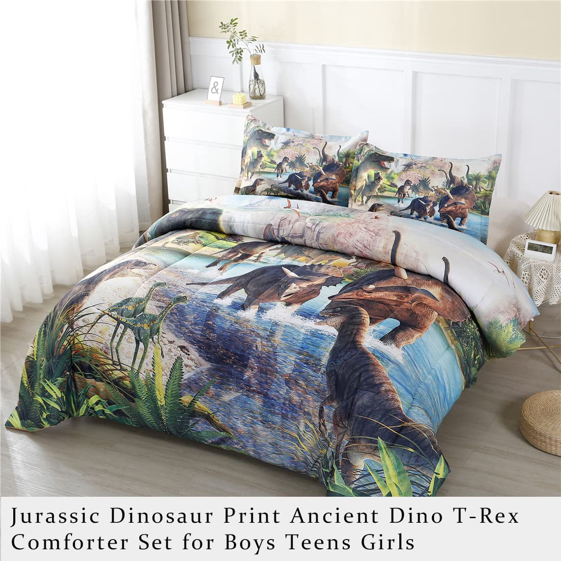 Twin Comforter Set Kids Bedding T-Rex 3D
