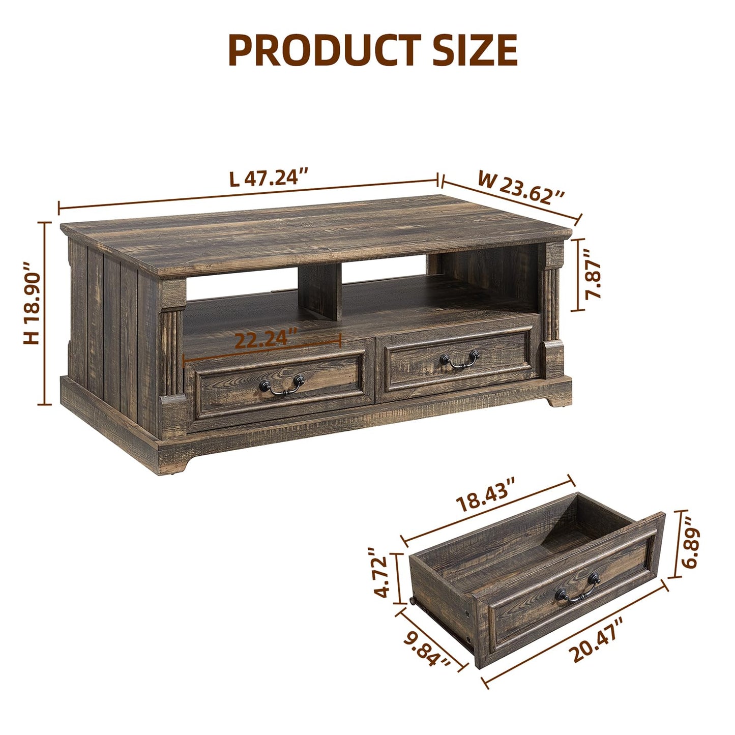 Wood Coffee Table for Living Room
