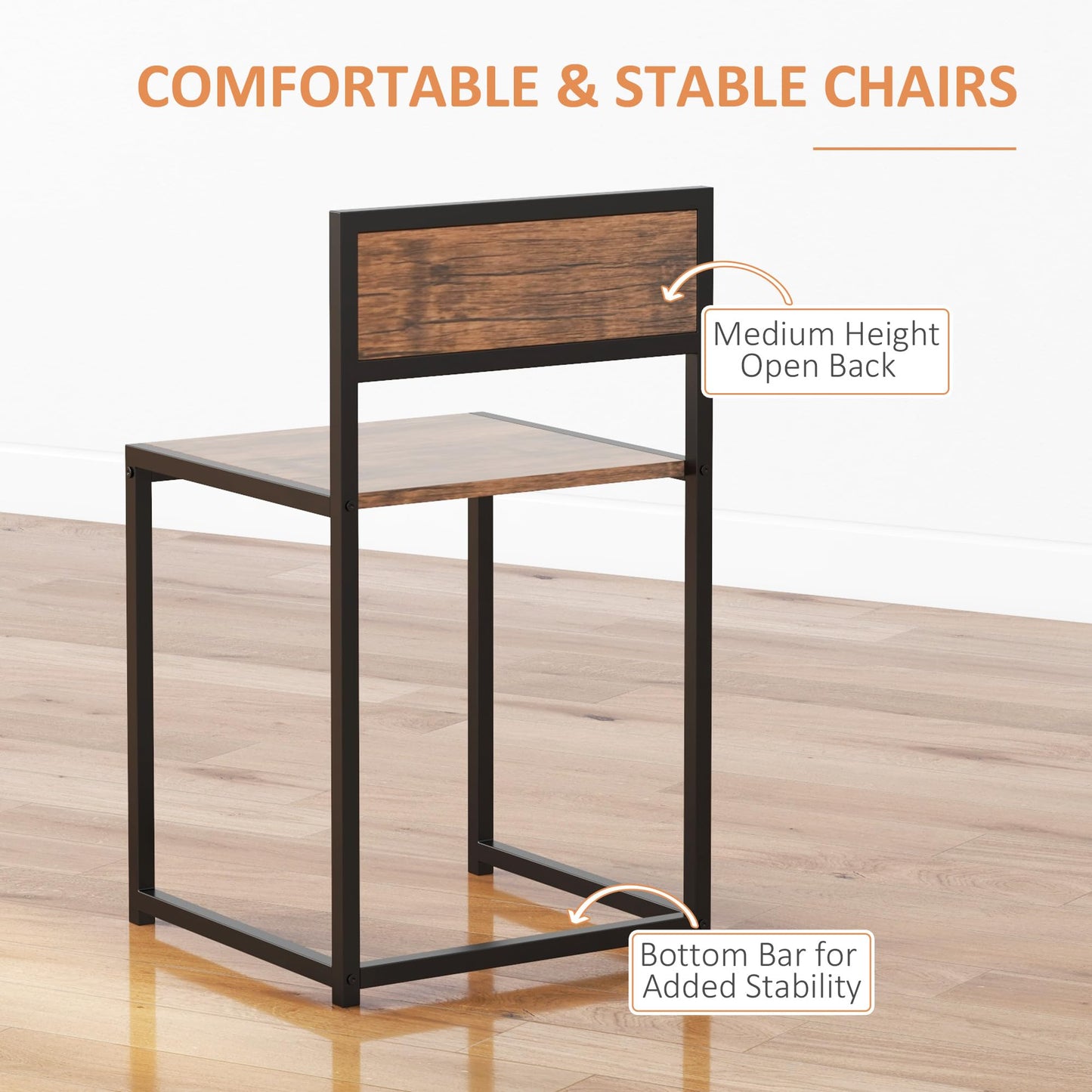 3-Piece Industrial Dining Table Set