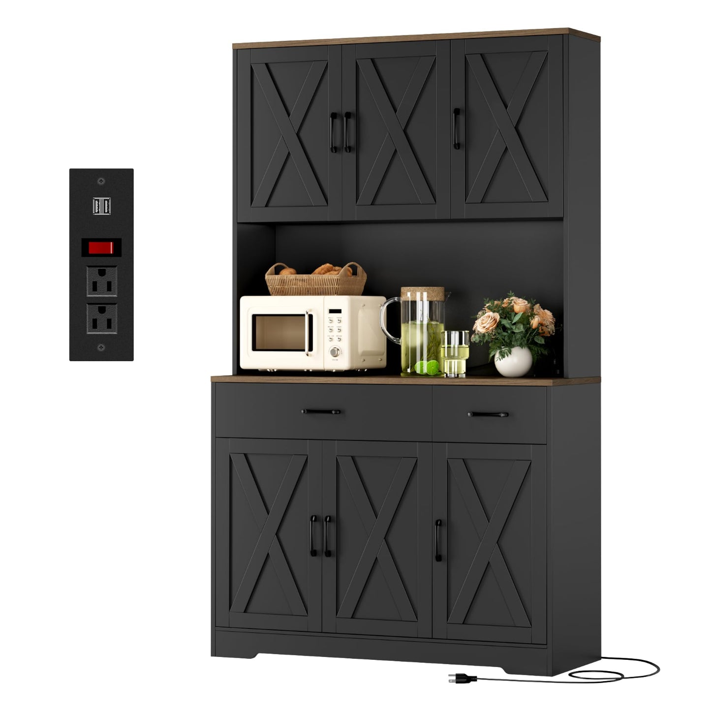 Black/Rustic Brown Farmhouse Kitchen Rack