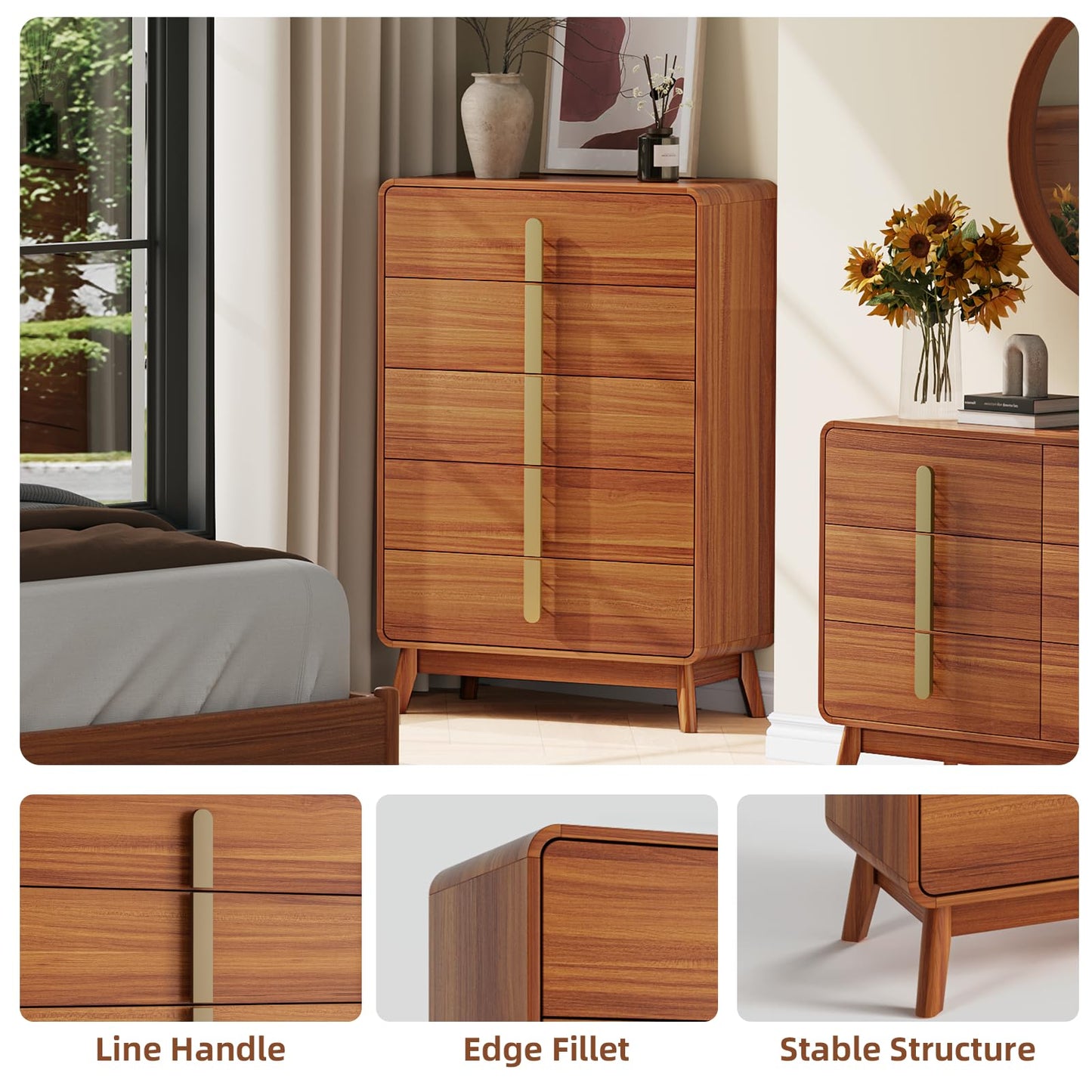 Mid Century Modern Dresser with Storage