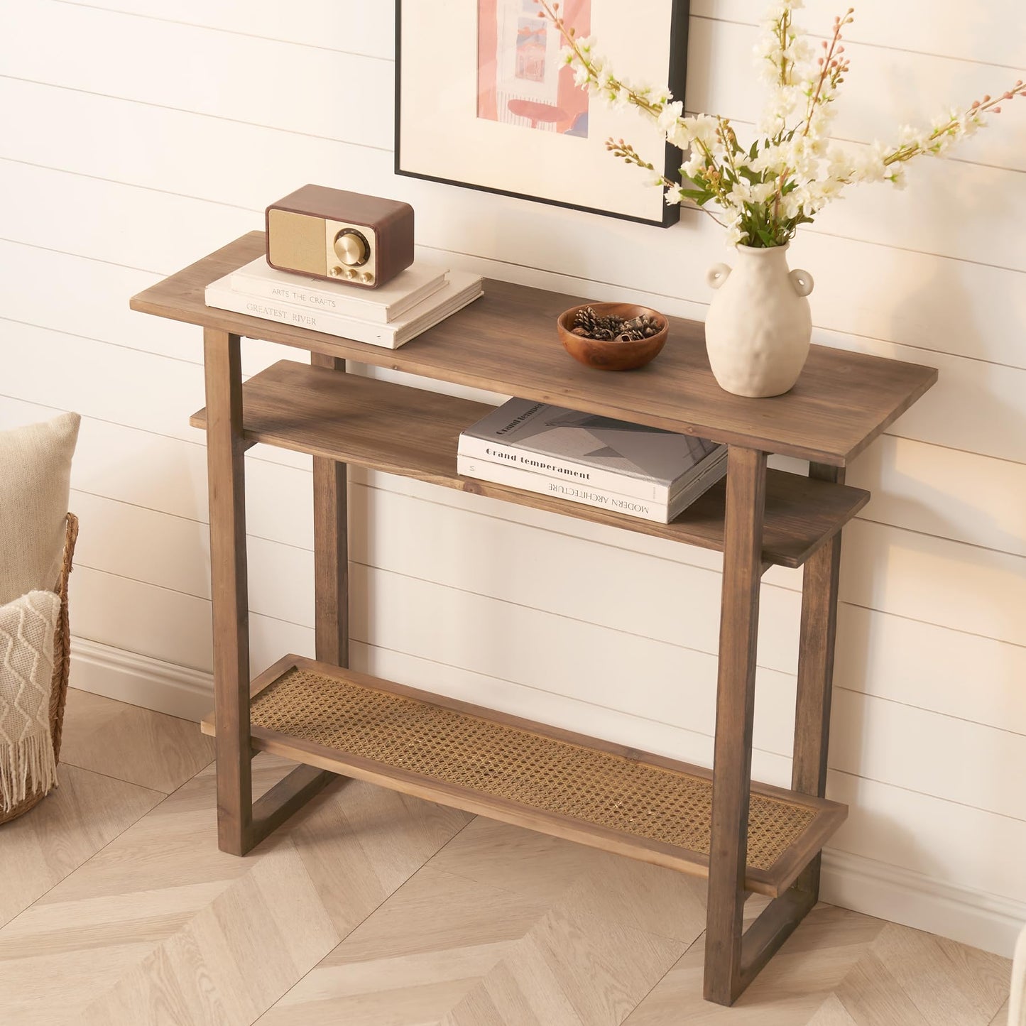 Boho Solid Wood Console Table – 39.4 Inches