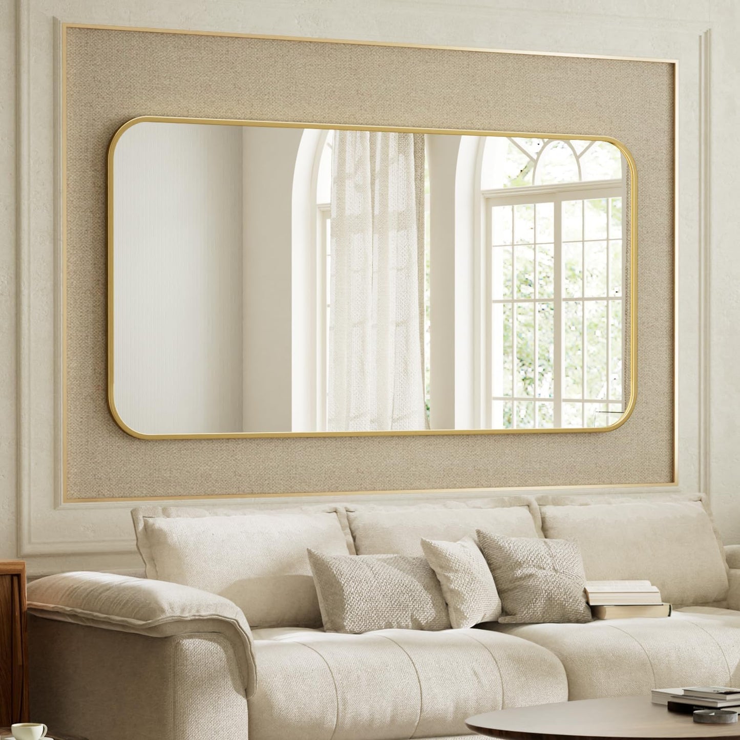 Aluminum Alloy Frame Wall Mounted Mirror with Rounded Corners