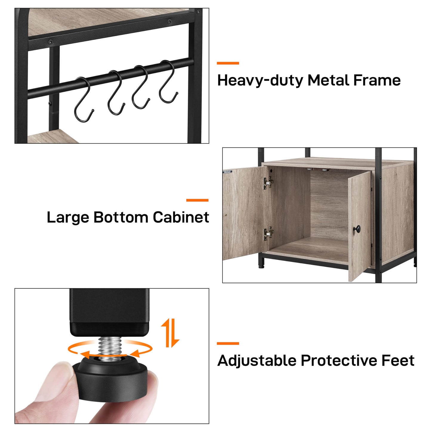 Grey Kitchen Bakers Rack