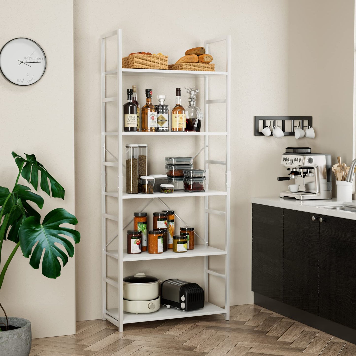 White 5 Tier Bookshelf