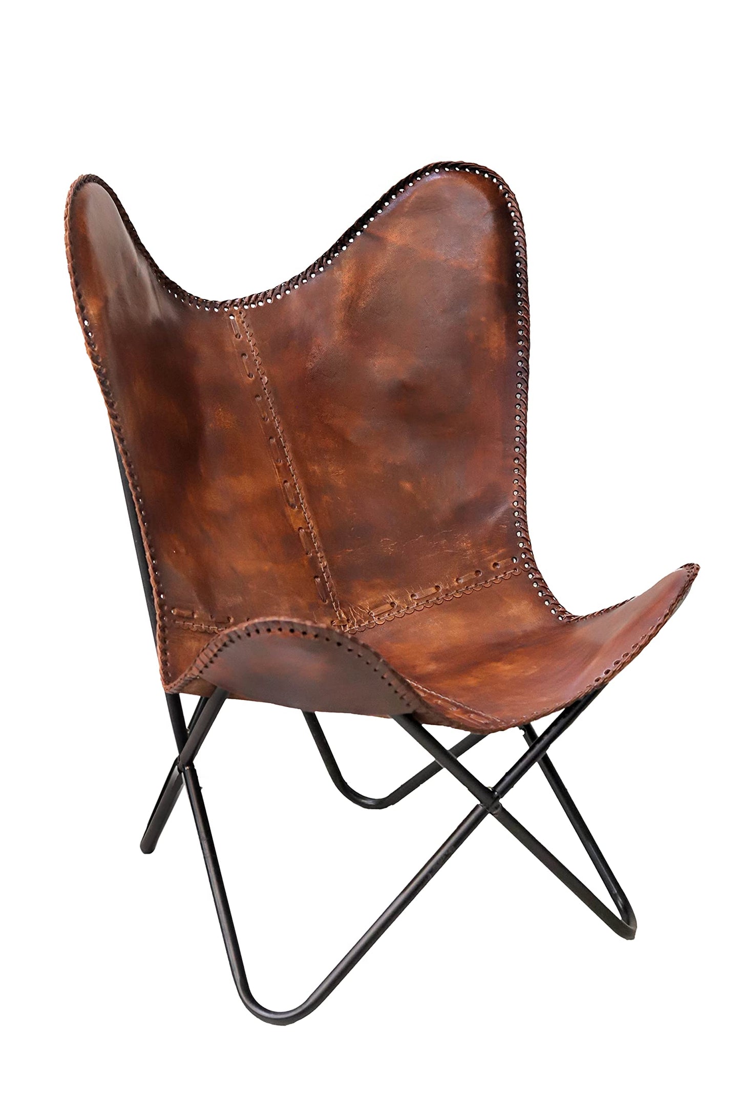 Classy Handmade Dark Brown Leather Butterfly Chair