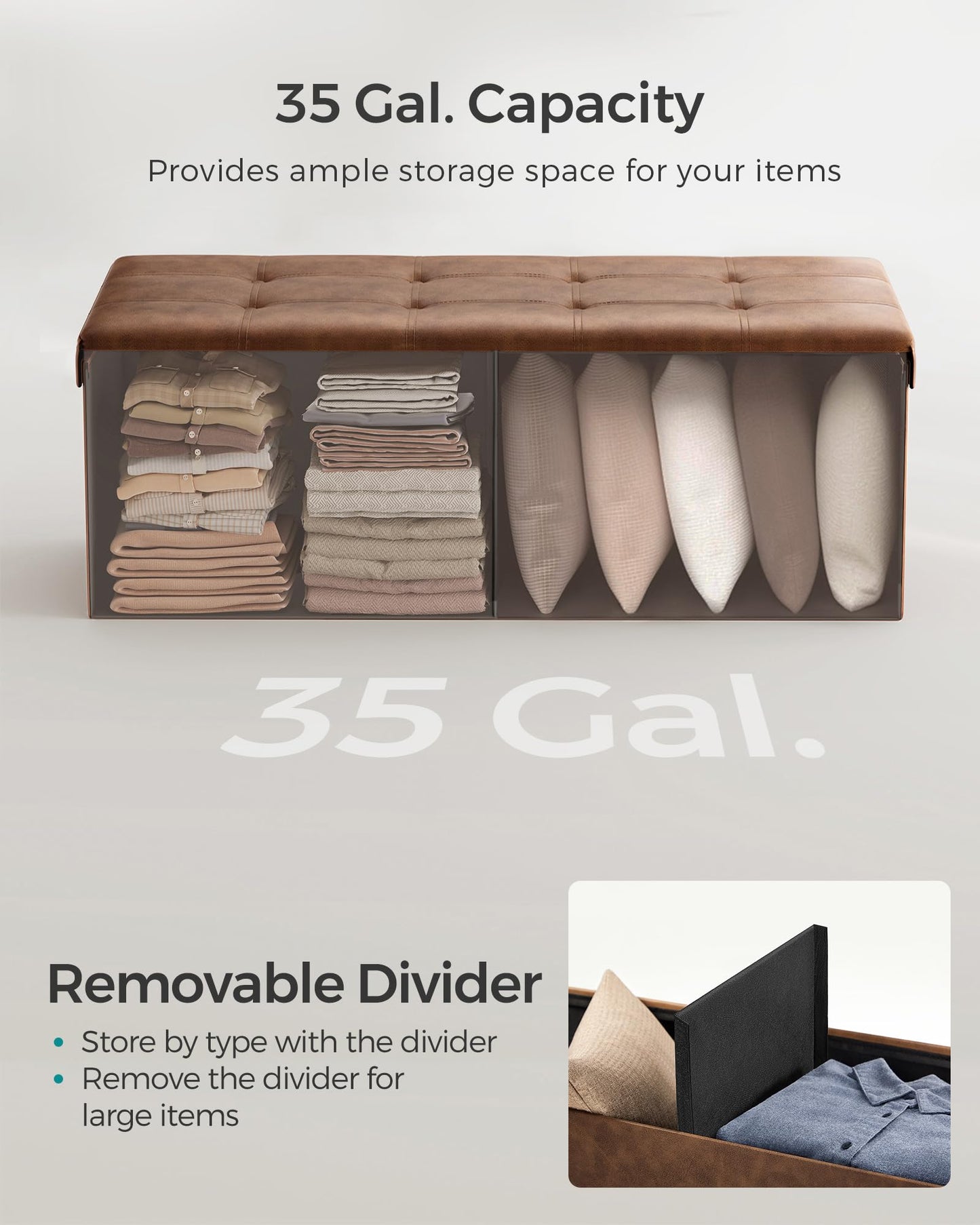 43 Inches Folding Storage Ottoman Bench