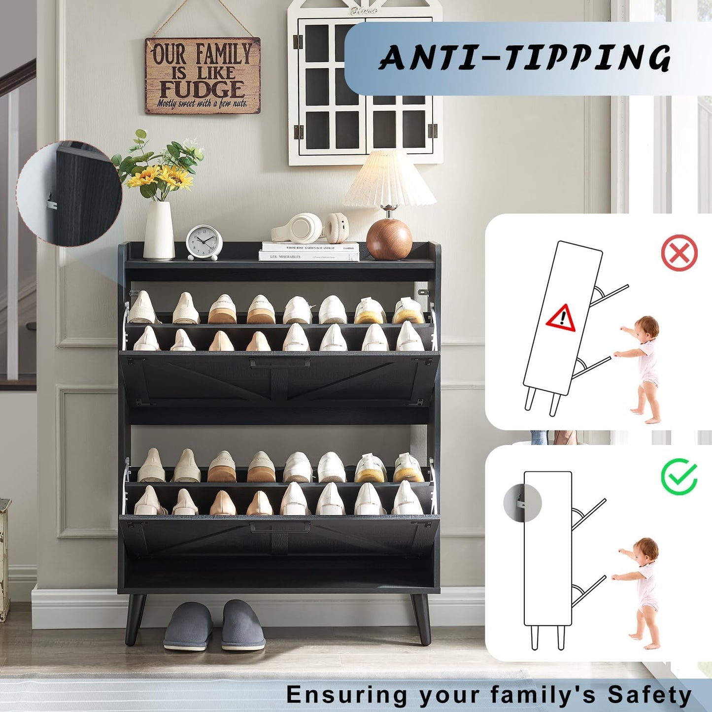 Farmhouse Style Shoe Storage Cabinet