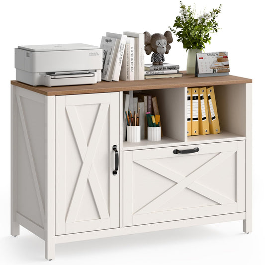 Farmhouse File Cabinet with Large Drawer and Door