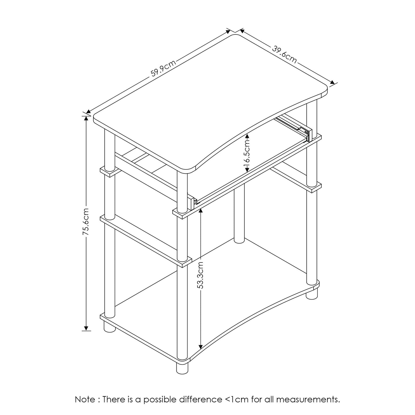 Simple Computer Desk with Key Board Tray
