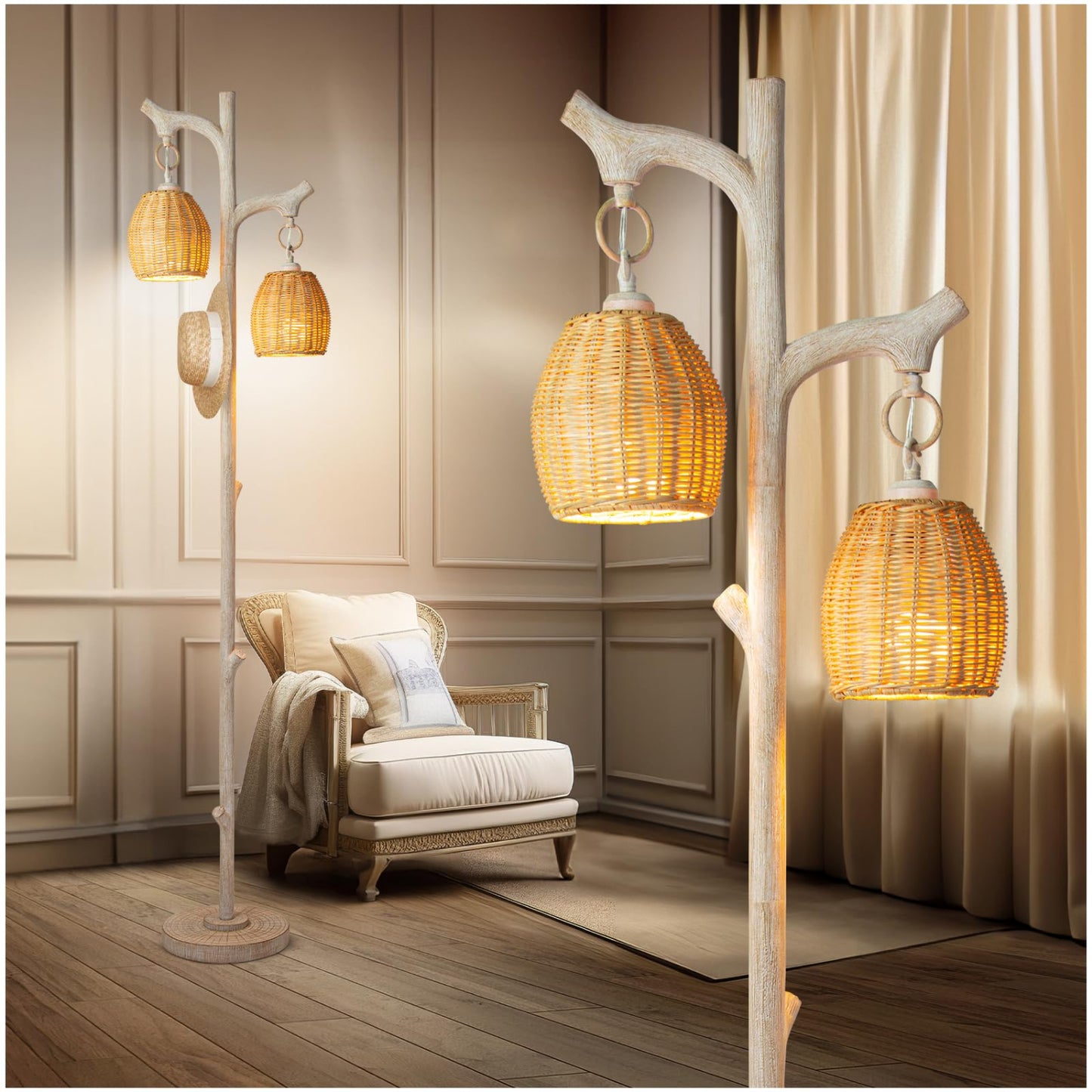 68" High Farmhouse Rustic Country Cottage Floor Lamp