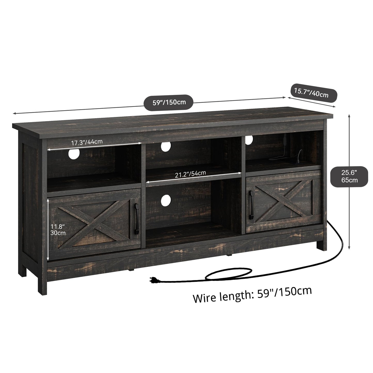 Dark Rustic - 65 Inch Farmhouse TV Stand