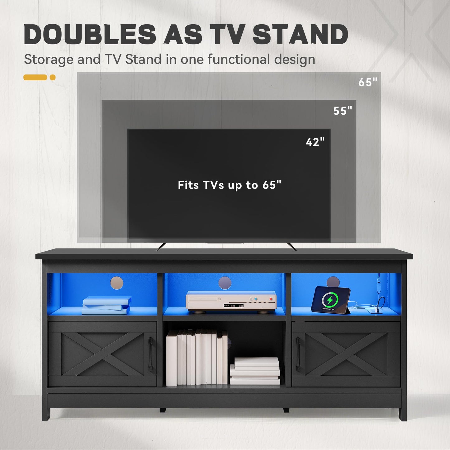 Black - 65 Inch TV Stand for 65 Inch
