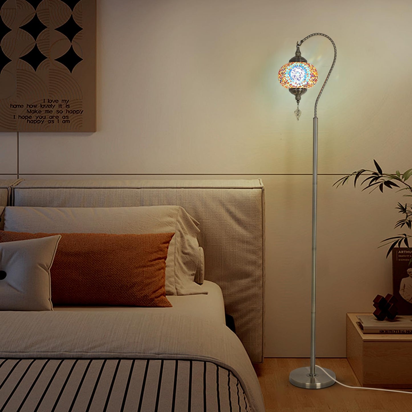 Modern Moroccan Lamps for Living Room with Handmade Mosaic Glass Shade