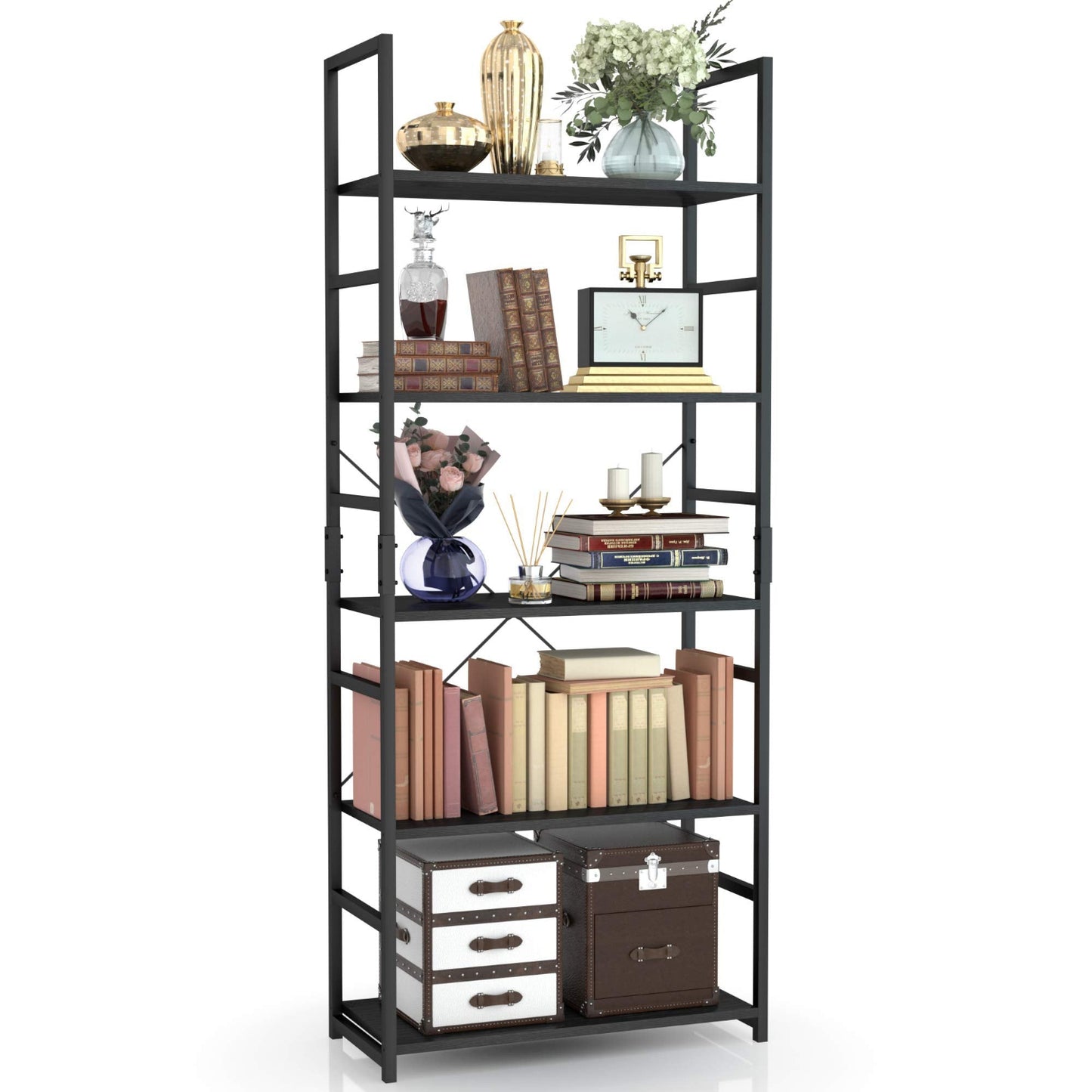 Black 5 Tier Bookshelf