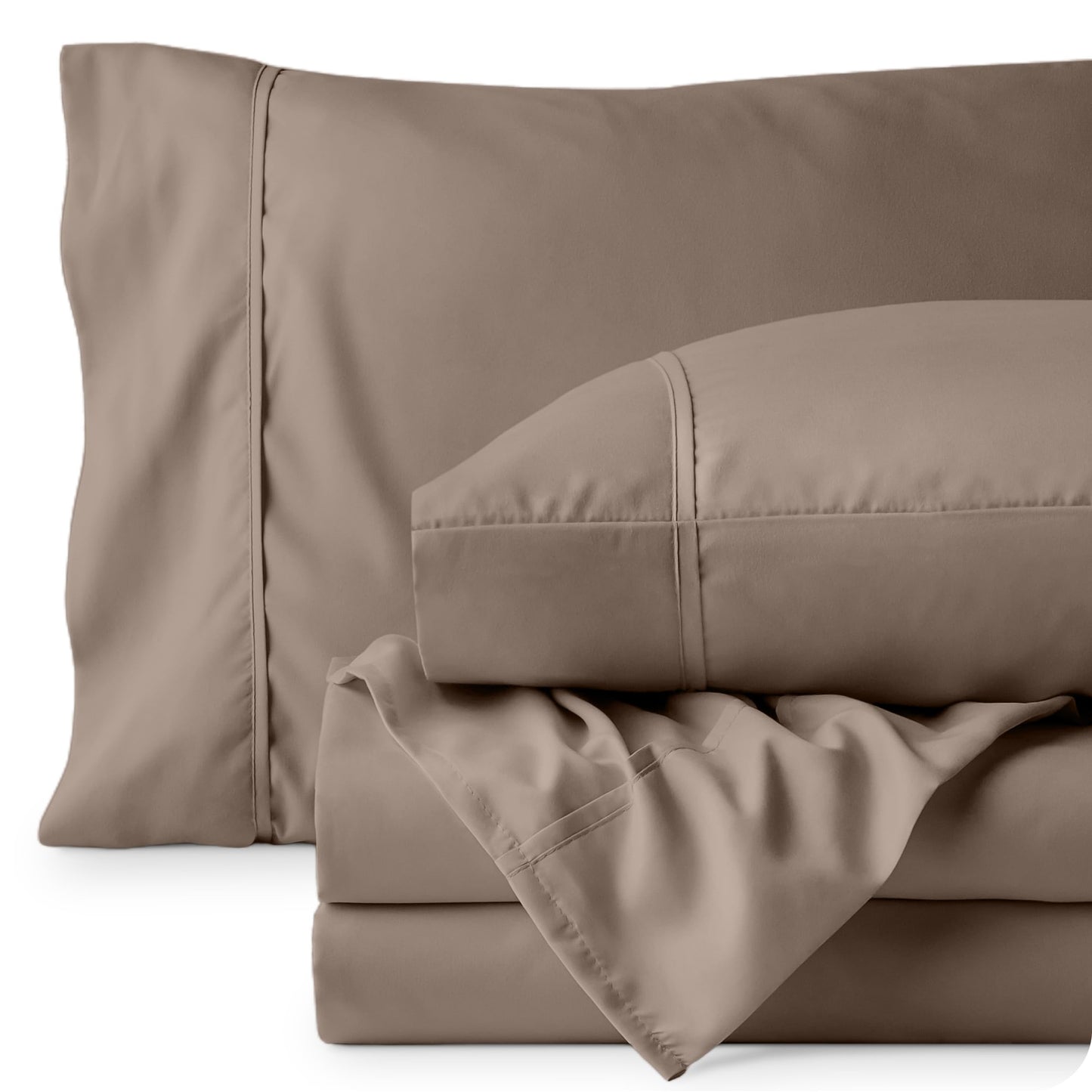 Bare Home Queen Sheet Set - Luxury 1800 Ultra-Soft Microfiber Queen Bed Sheets - Double Brushed - Deep Pockets - Easy Fit - 4 Piece Set - Bedding Sheets & Pillowcases (Queen, Taupe)
