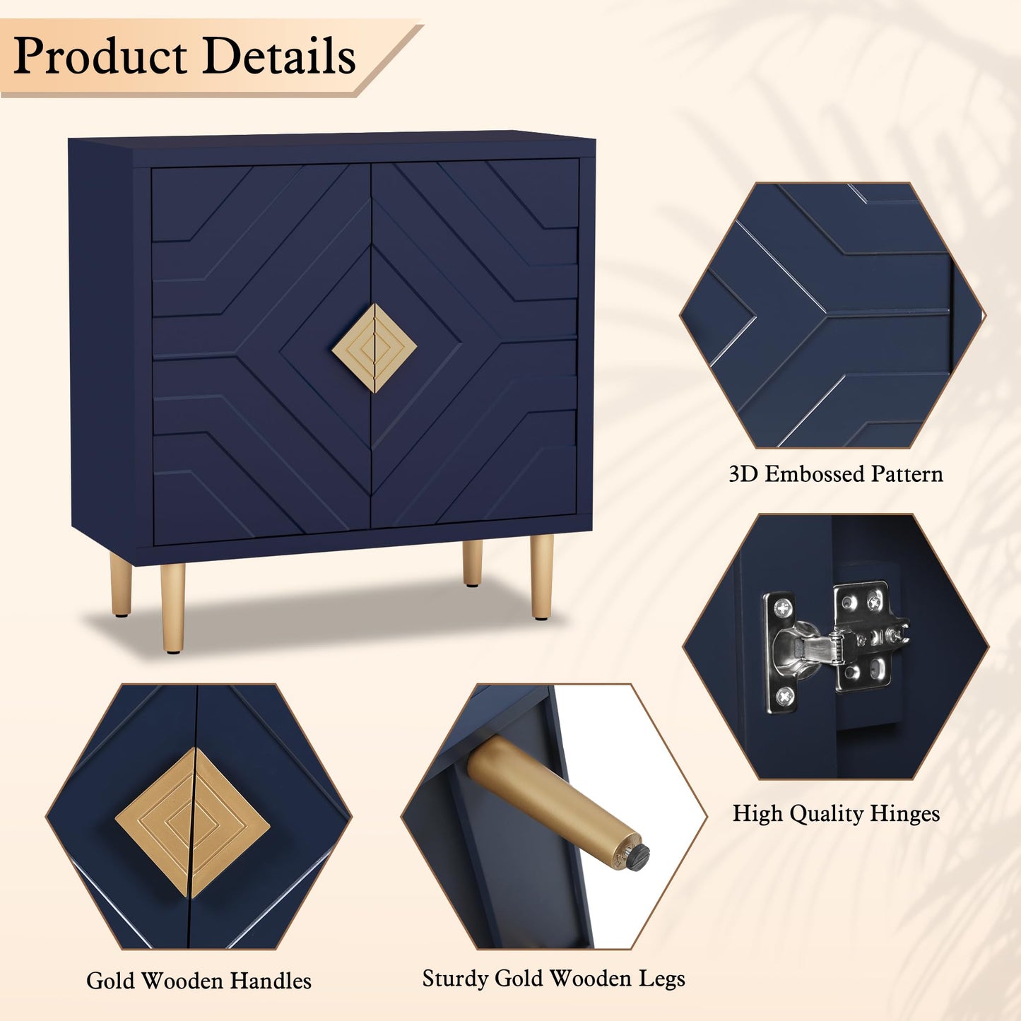 Sideboard Buffet with Decorative Embossed Pattern Doors