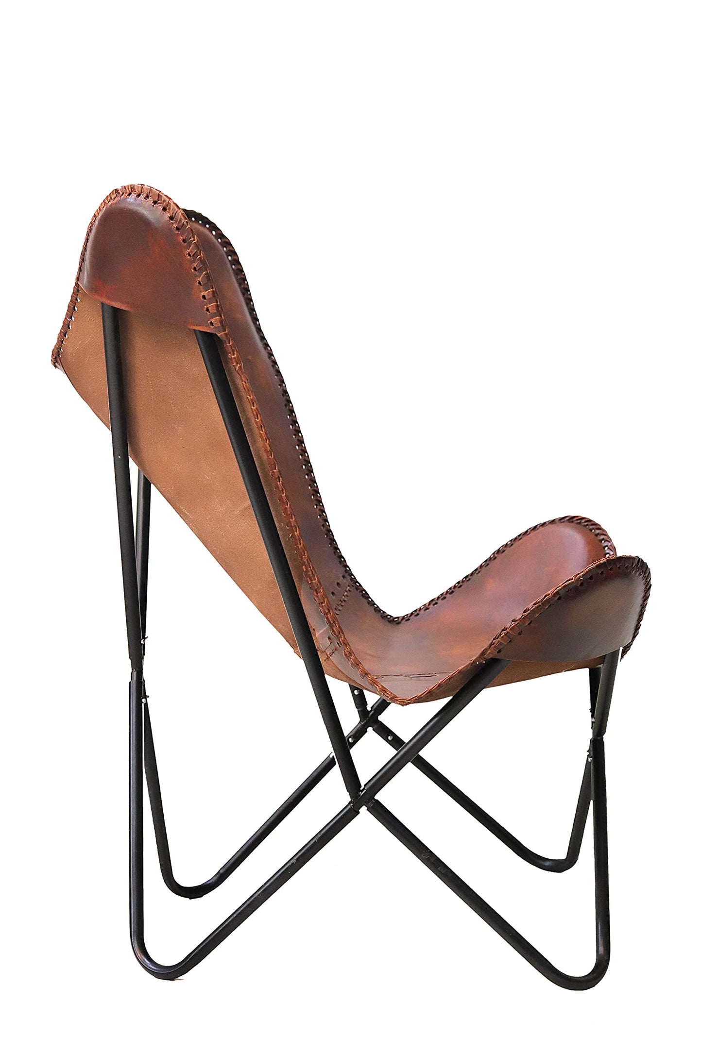 Classy Handmade Dark Brown Leather Butterfly Chair