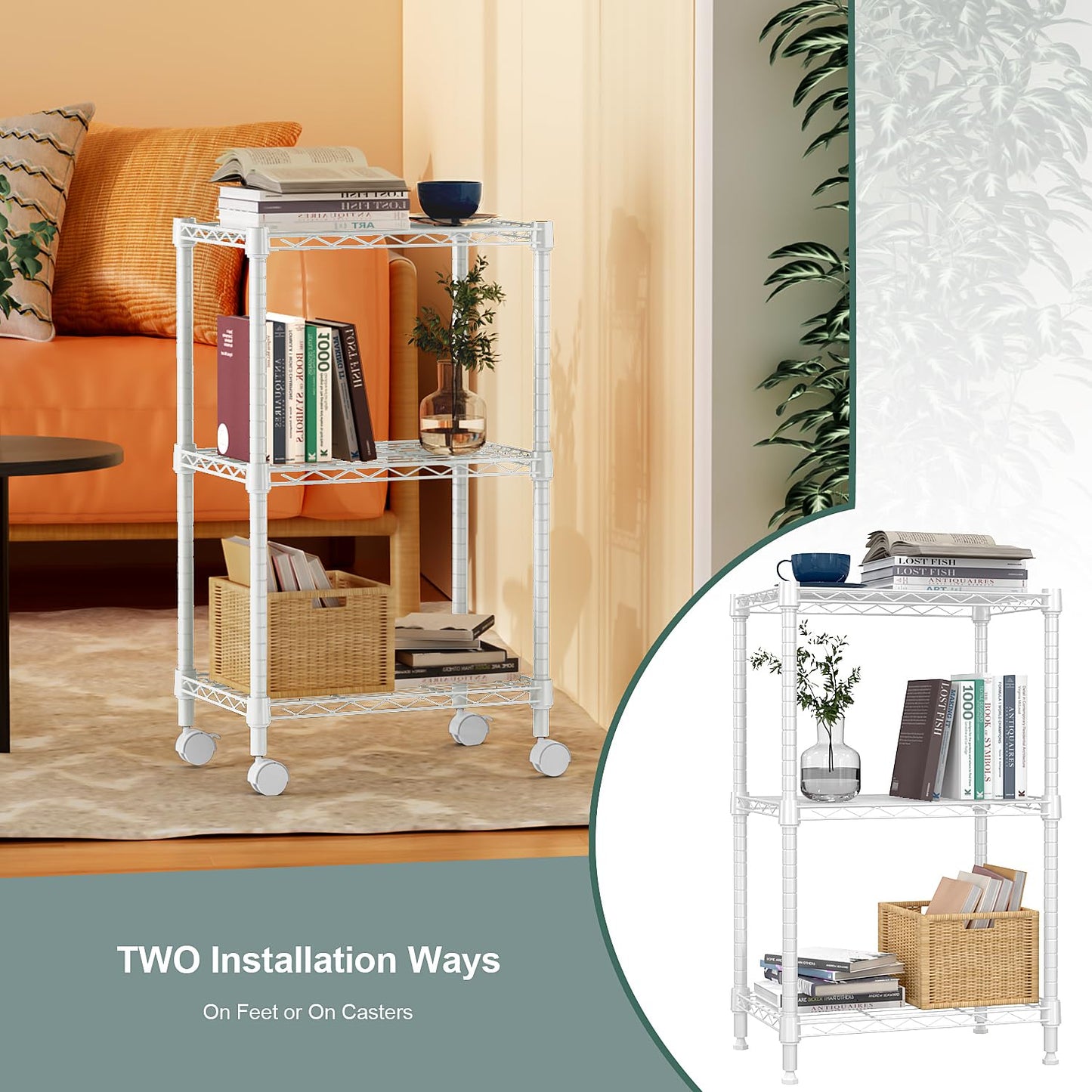 White Storage Shelves Rack And Kitchen Rack