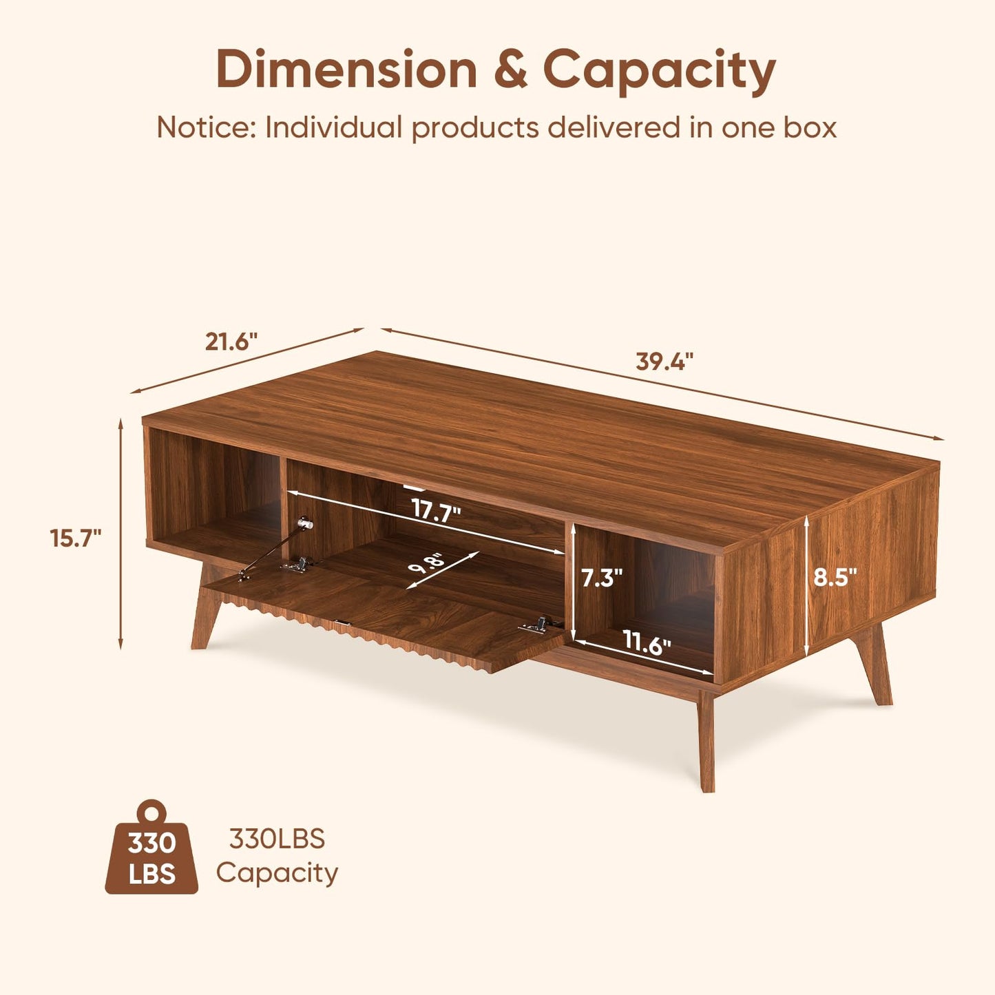 39.4" Fluted Coffee Table