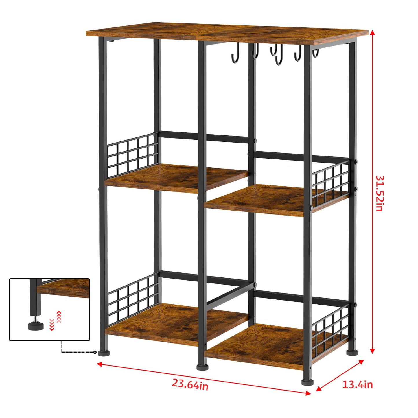 Vintage Coffee Bar Station Kitchen Bakers Rack