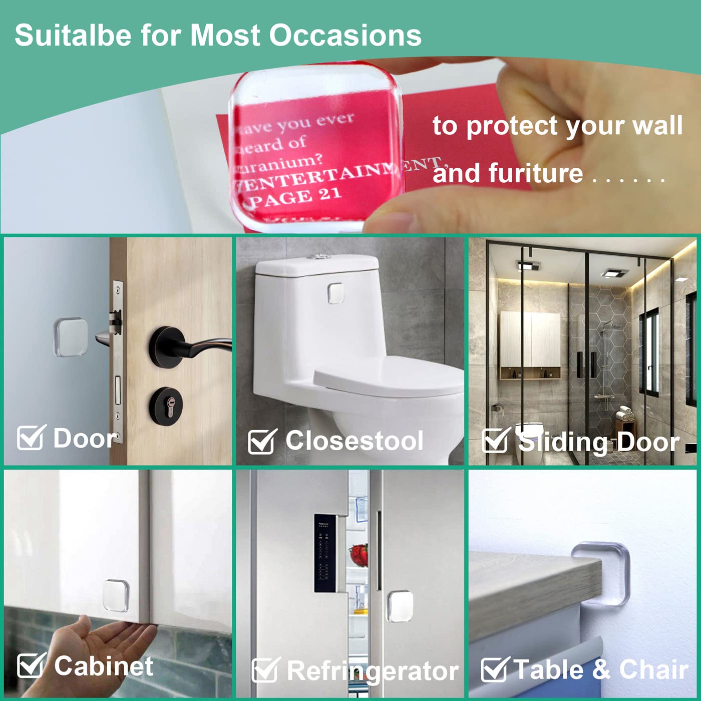 6 Pc Door Stopper - Wall Protector