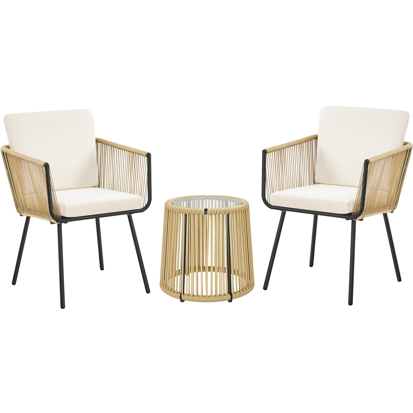 3 Piece Patio Rattan Bistro Set