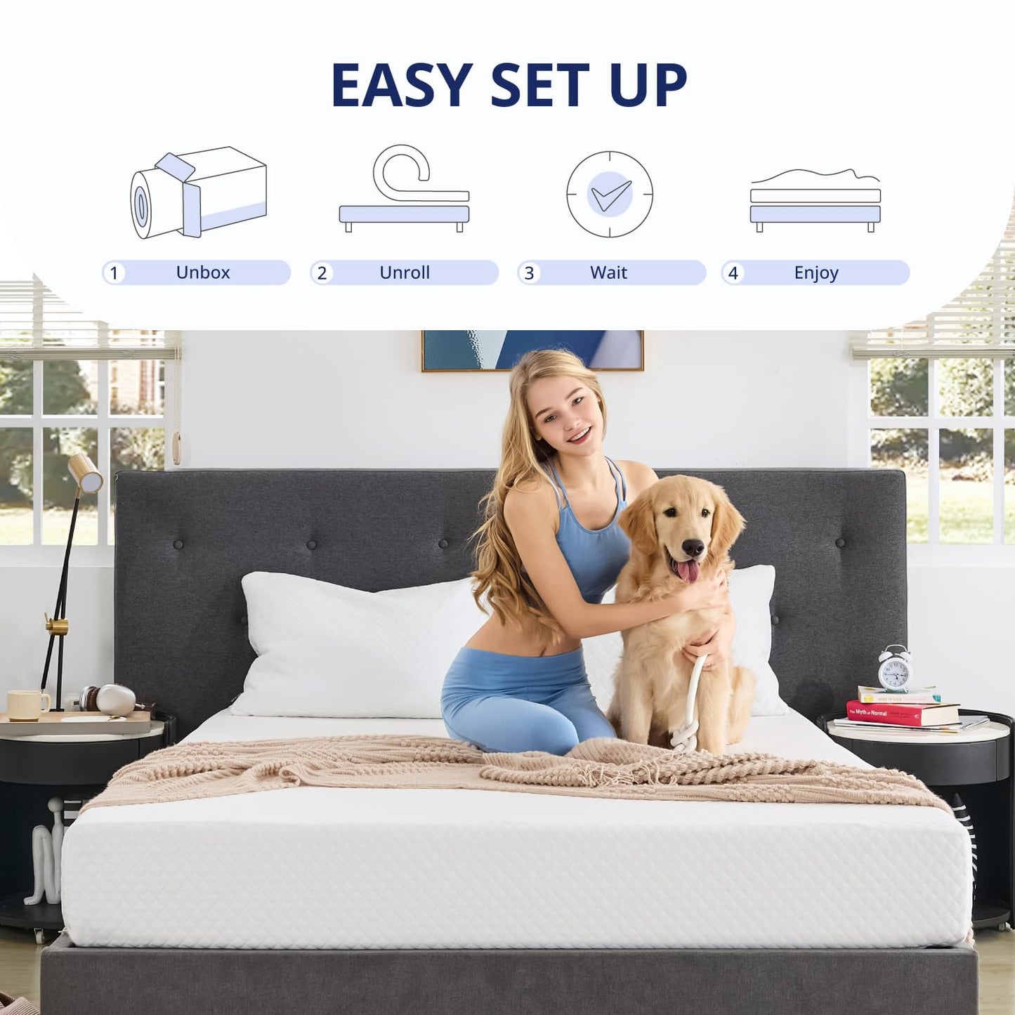 8 Inch Green Tea Memory Foam Mattress for Cool Sleep