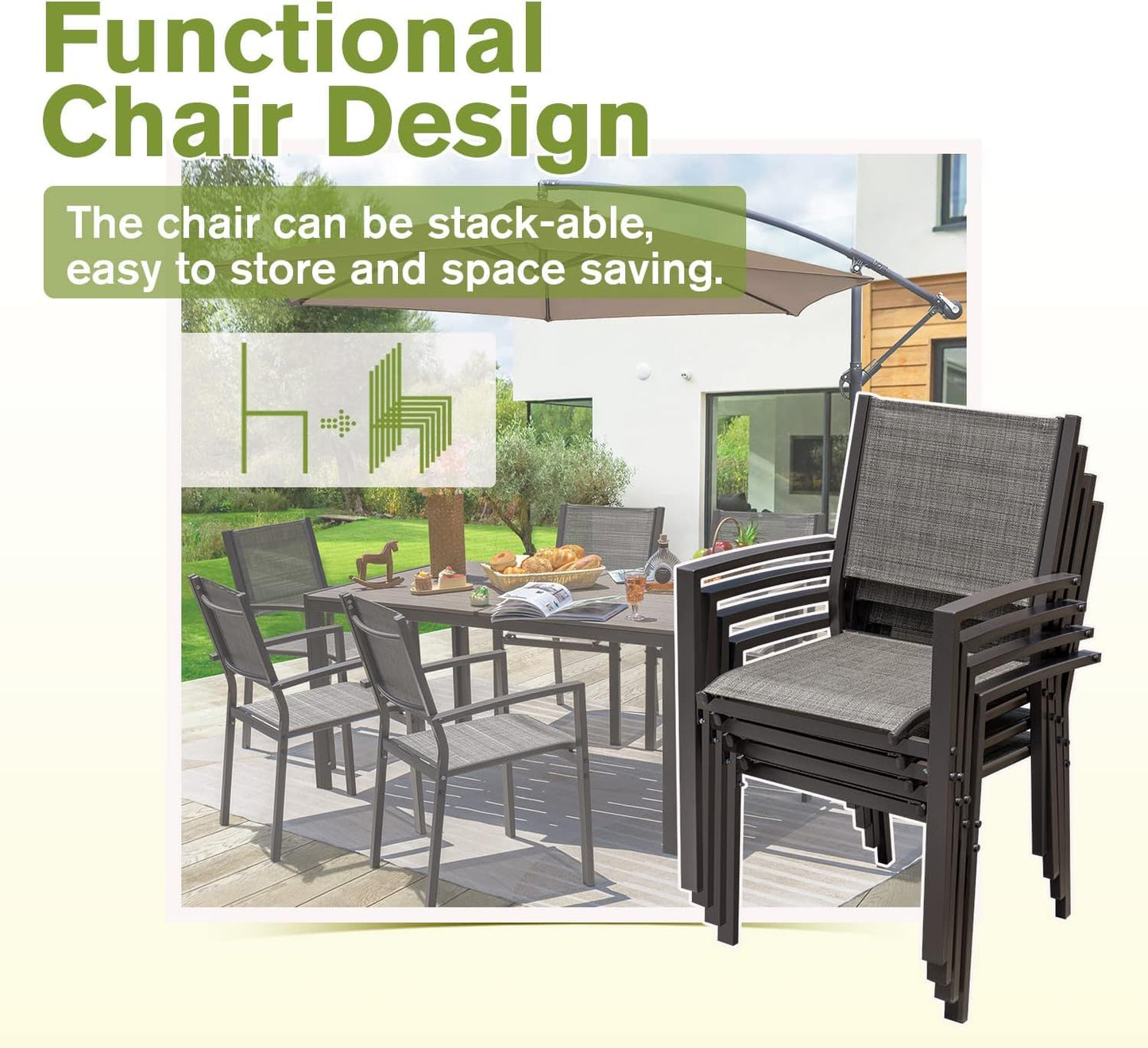 7 Pieces Patio Dining Set - Light Grey