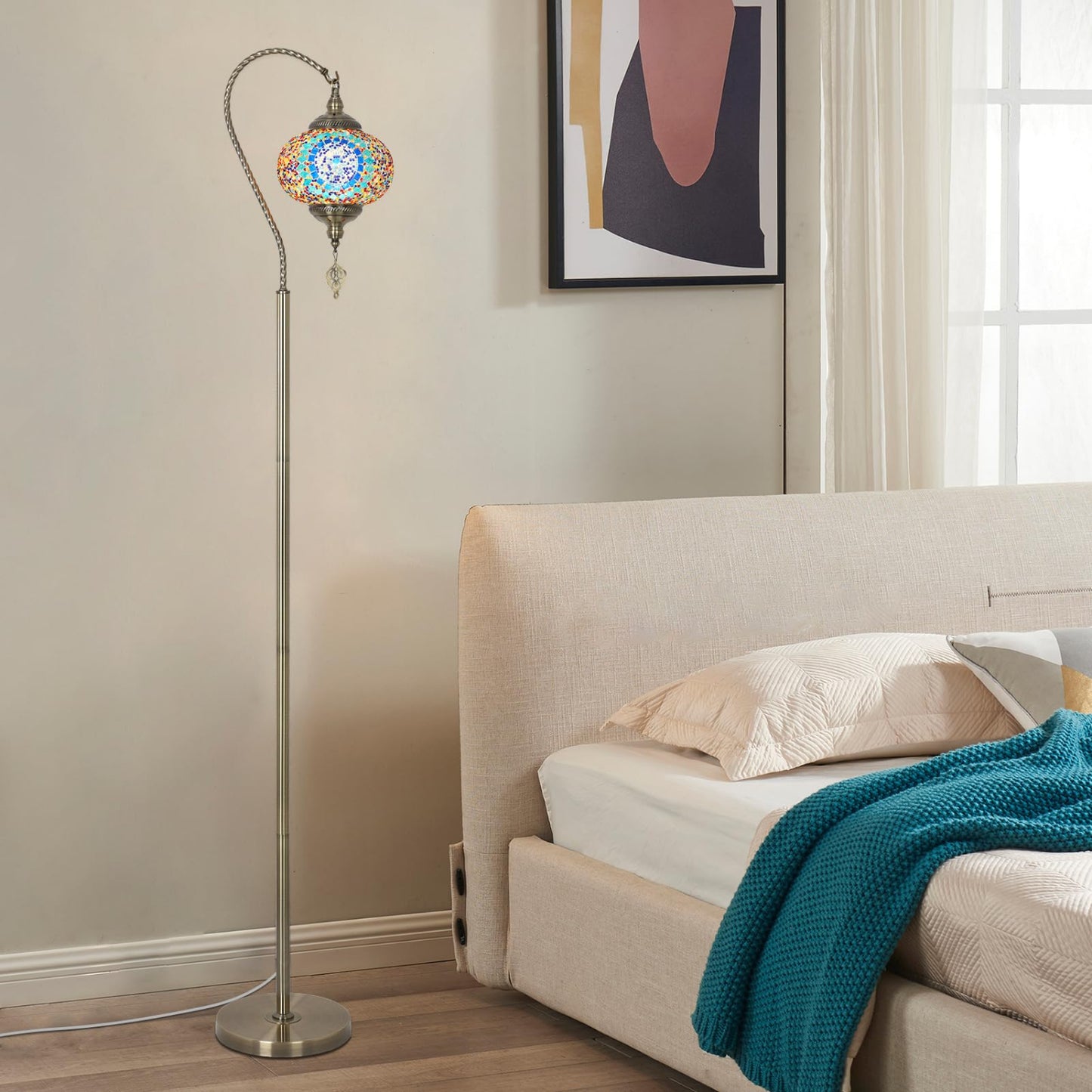 Modern Moroccan Lamps for Living Room with Handmade Mosaic Glass Shade
