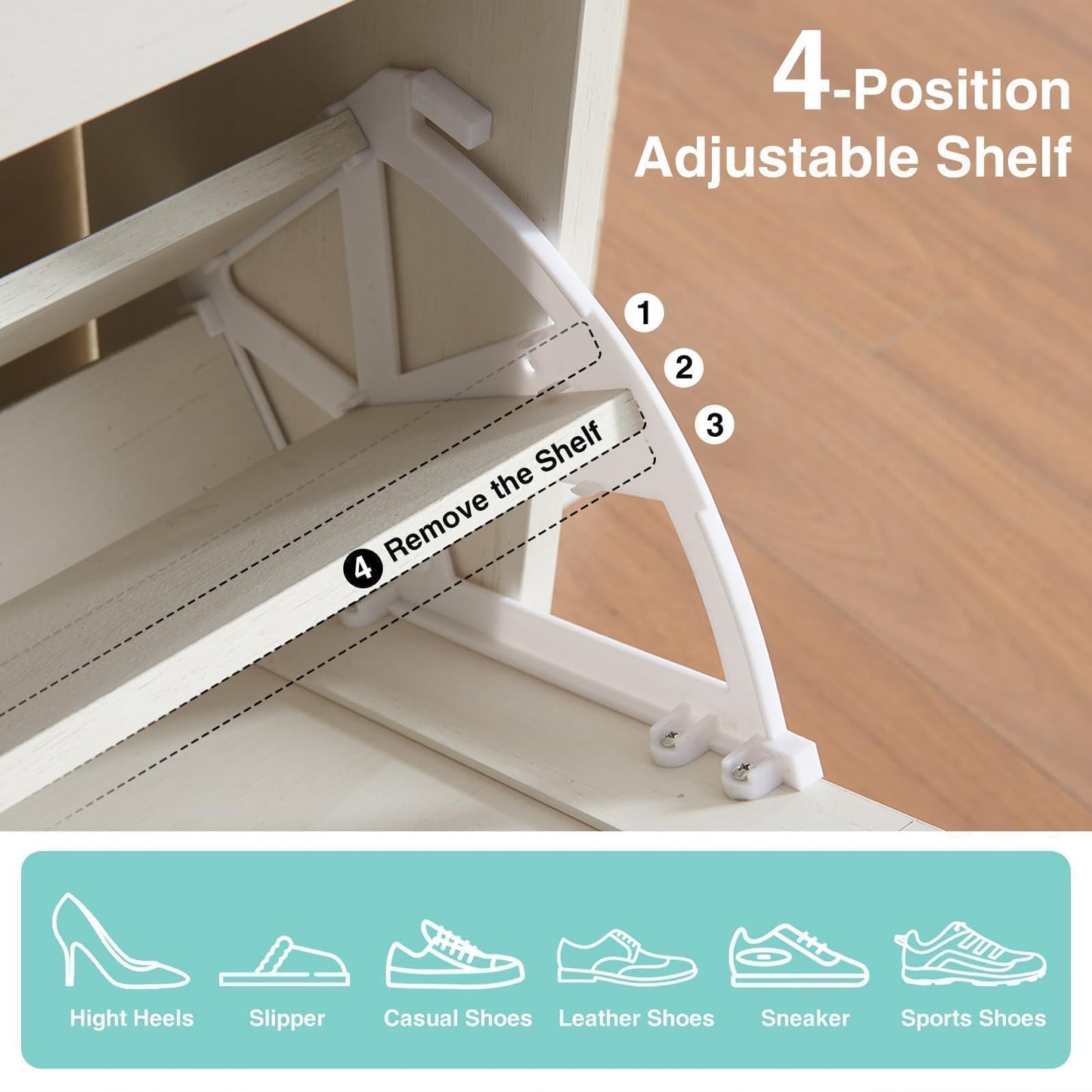 Barn Door Farmhouse Shoe Organizer with 2 Flip Drawers