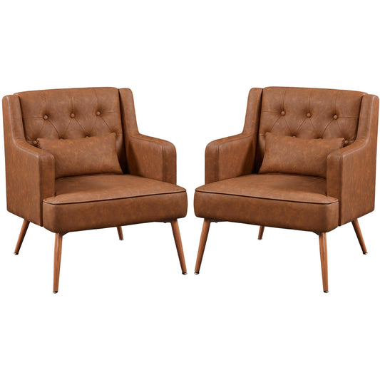 Mid Century PU Leather Living Room Chair, Bedroom Chair
