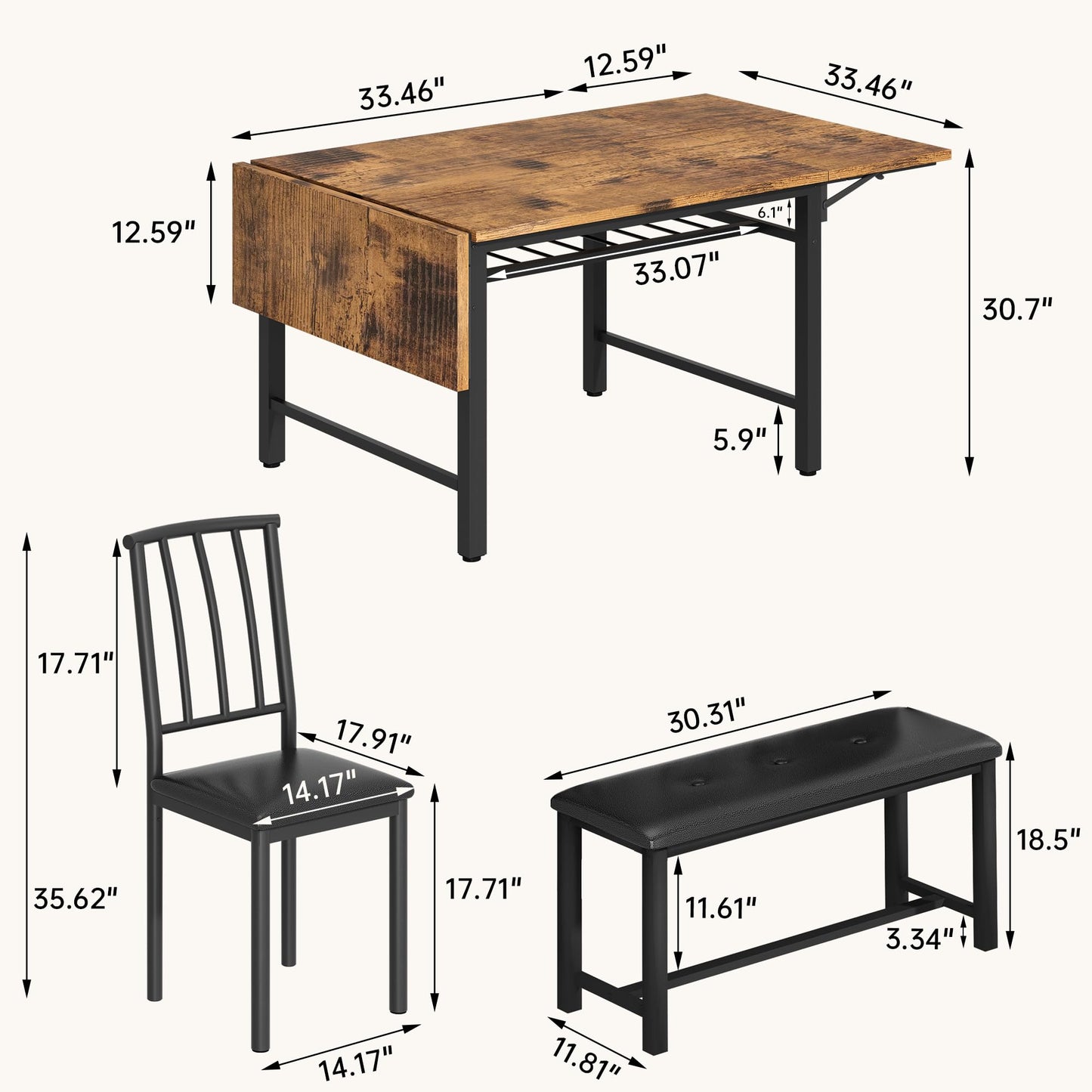 Rustic Brown Dining Table