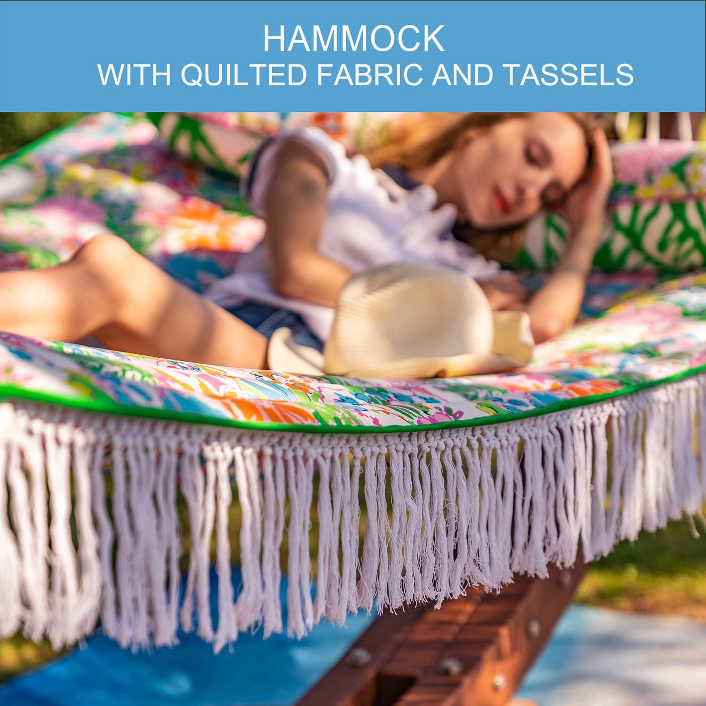 12 FT Double Layered Quilted Fabric Hammock